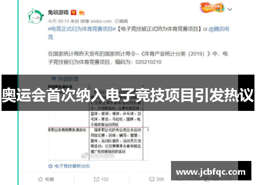 奥运会首次纳入电子竞技项目引发热议